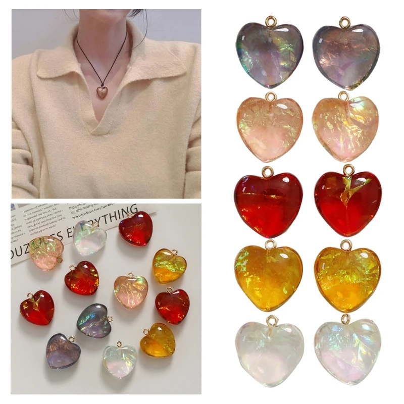 

5 Color Mini Love Heart Shape Clear Resin Beads DIY Charm Pendants for DIY Bracelet Necklace Jewelry Making Findings DropShip