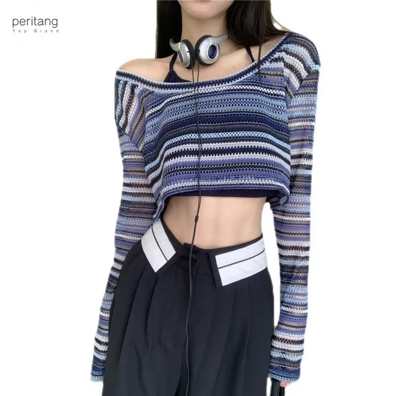 Женская футболка в полоску, с длинным рукавом, Y2K 
Женская футболка в полоску, с длинным рукавом, Y2K