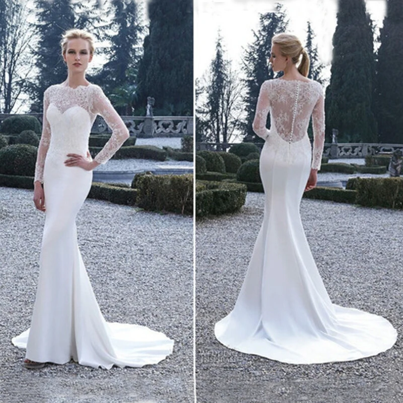 New Stock Elegant Vestido De Noiva 2018 Ivory long sleeves Lace Mermaid Robe De Mariage bridal gown mother of the bride dresses
New Stock Elegant Vestido De Noiva 2018 Ivory long sleeves Lace Mermaid Robe De Mariage bridal gown mother of the bride dresses