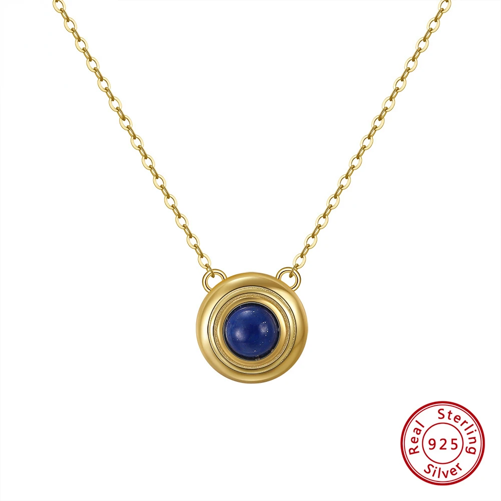 Natural Lapis Lazuli Sterling Silver Pendant Necklace Women's Trendy Round Pendant Gemstone Jewelry 
Natural Lapis Lazuli Sterling Silver Pendant Necklace Women's Trendy Round Pendant Gemstone Jewelry
