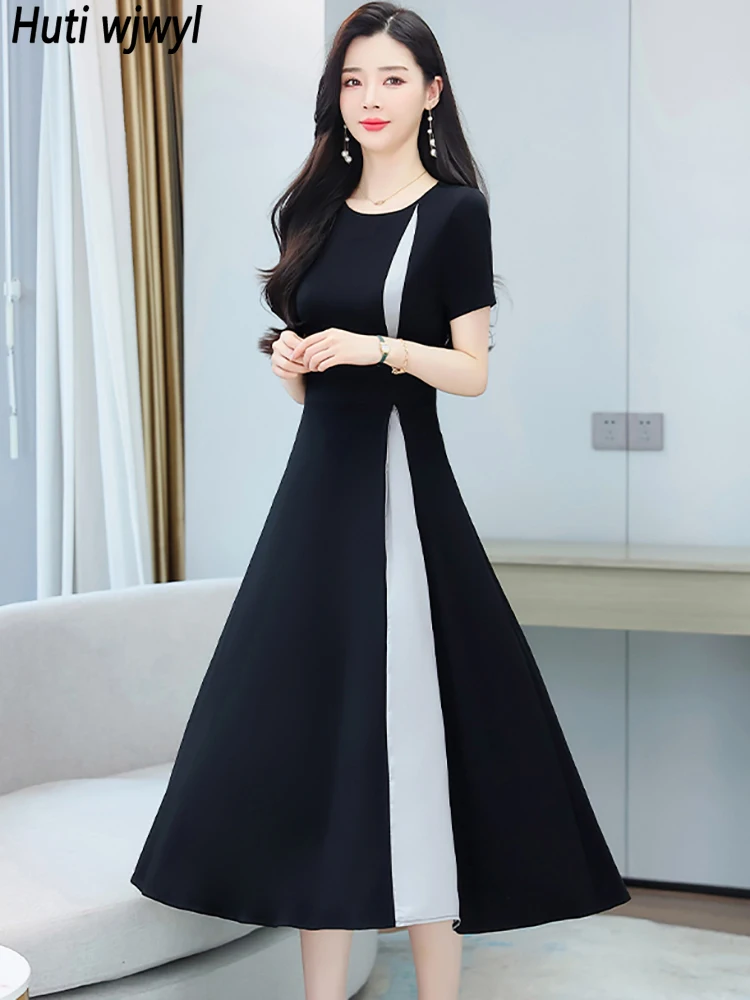 Black Patchwork Hepburn Elegant Midi Dress Summer Women Short Sleeve High Wasit A-Line Robe 2023 Korean Bodycon Party Prom Dress
Black Patchwork Hepburn Elegant Midi Dress Summer Women Short Sleeve High Wasit A-Line Robe 2023 Korean Bodycon Party Prom Dress