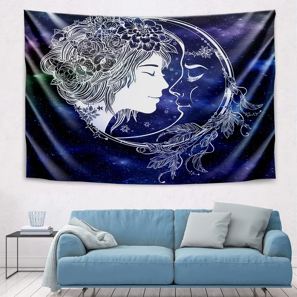 

Galaxy Planet Moon Starry Psychedelic Tapestry Wall Hanging Tapestries Hippie Flower Wall Carpets Dorm Decor Starry Sky Carpet