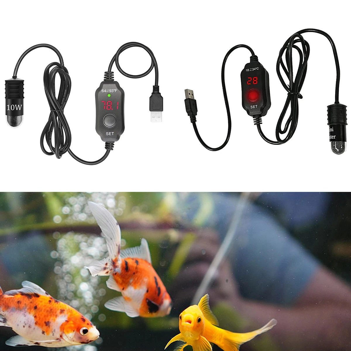 New 10W Mini Aquarium Heater Mini Fish Tank Heater with Digital Display Thermostat Temperature Adjustable 5V/2A USB Powered
New 10W Mini Aquarium Heater Mini Fish Tank Heater with Digital Display Thermostat Temperature Adjustable 5V/2A USB Powered