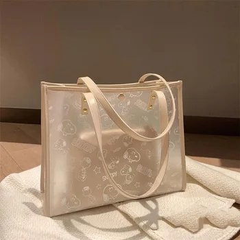 Snoopyed Spike Kawaii Co-branded Hand-held Tote Bag Womens Summer Transparent Jelly Bag Large-capacity Shoulder Bag