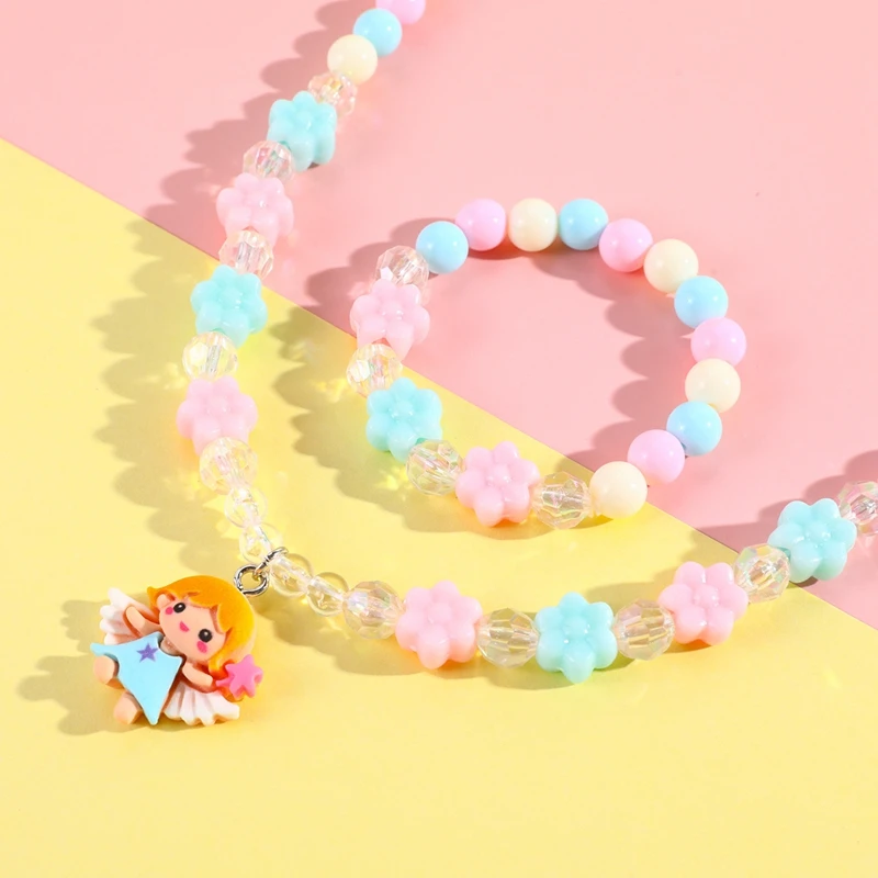 Cartoon Children Necklace Bracelet Set Sweet Angel Girls Pendant Jewelry Sets Fuchsia Colorful Acrylic Beads Child Kid Gifts
Cartoon Children Necklace Bracelet Set Sweet Angel Girls Pendant Jewelry Sets Fuchsia Colorful Acrylic Beads Child Kid Gifts