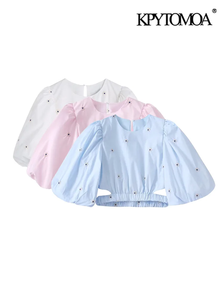KPYTOMOA Women Fashion Floral Embroidery Poplin Cropped Blouse Vintage Puff Sleeve Elastic Hem Female Shirts Blusas Chic Tops
KPYTOMOA Women Fashion Floral Embroidery Poplin Cropped Blouse Vintage Puff Sleeve Elastic Hem Female Shirts Blusas Chic Tops