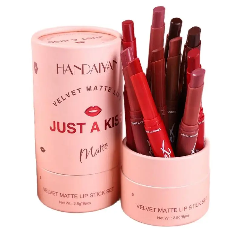 Handaiyan Easy Wear Velvet Matte Lipstick Cone Set Nourishing Long Lasting Lipstick 8 Color Branded Lipsticks For Women
Handaiyan Easy Wear Velvet Matte Lipstick Cone Set Nourishing Long Lasting Lipstick 8 Color Branded Lipsticks For Women