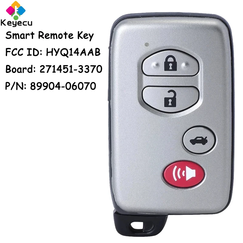 KEYECU Smart Remote Car Key With 4 Buttons for Toyota Corolla Camry Avalon 2007 2008 2009 2010 2011 2012 2013 2014 Fob HYQ14AAB
KEYECU Smart Remote Car Key With 4 Buttons for Toyota Corolla Camry Avalon 2007 2008 2009 2010 2011 2012 2013 2014 Fob HYQ14AAB