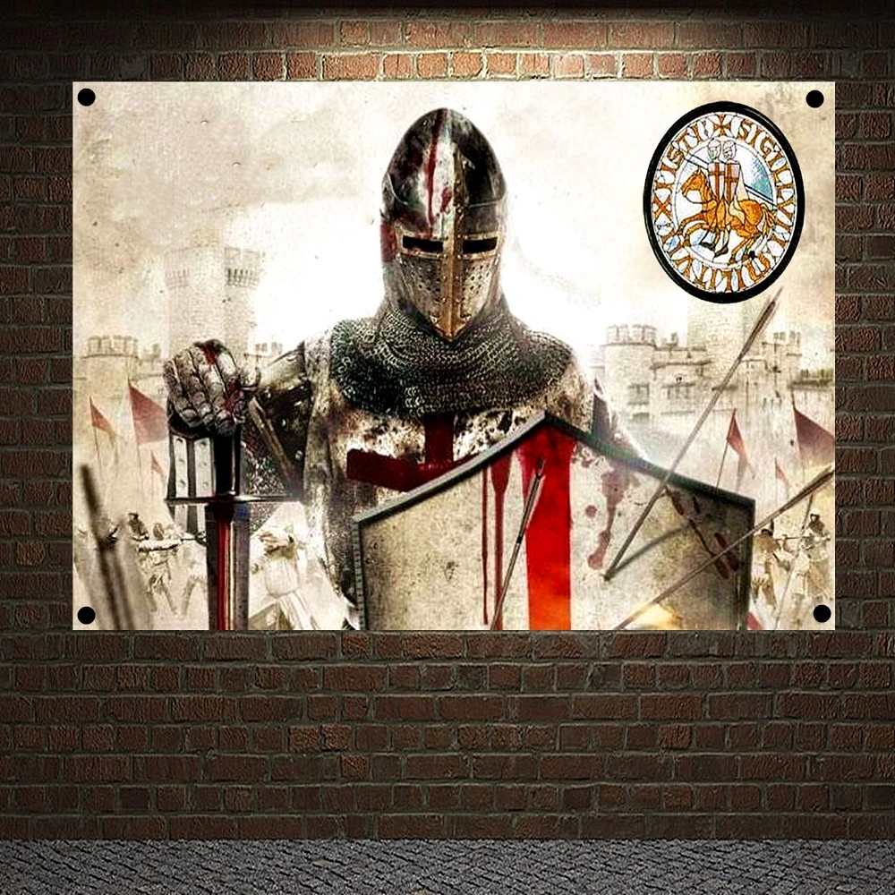 

Рыцари Templar художественные баннеры винтажный средневековый воин постеры настенные художественные флаги роспись на холсте украшение для дома R5