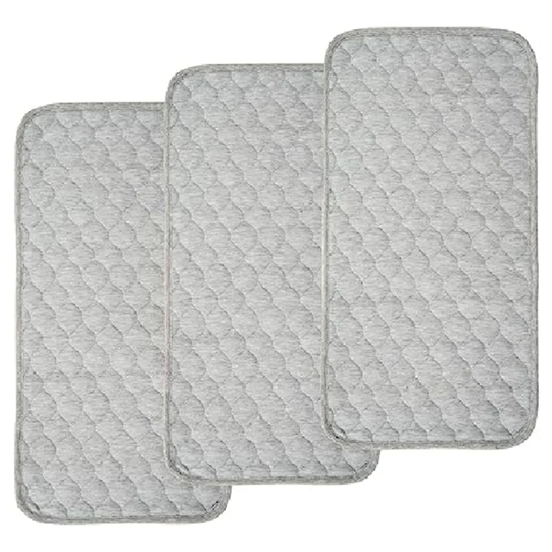 

Baby Diaper Pads Bamboo Quilted Thicker Waterproof Changing Pad Liners, 3 Count Gray