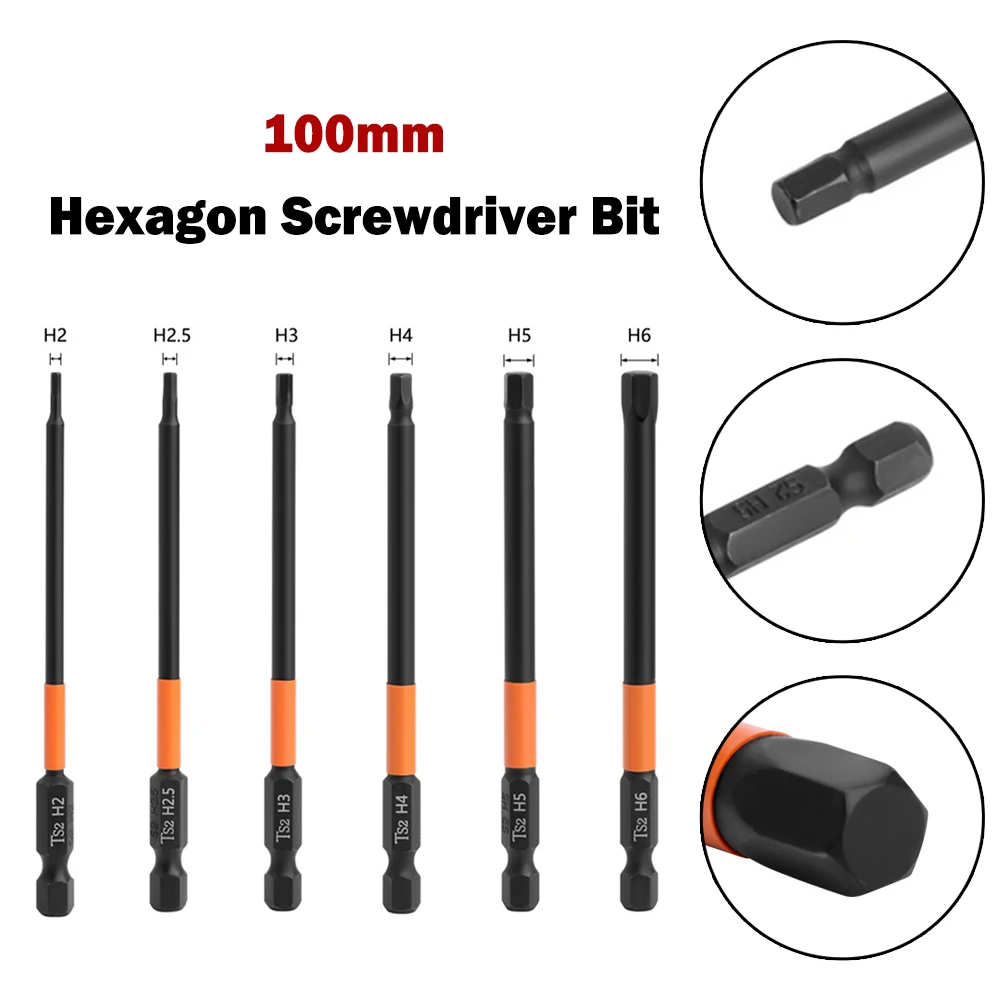100mm H2.0-H6.0 Hex Head All-en Wrench Drill Bits Set Alloy Steel 1/4 Inch Quick Change Impact Driver Magnetic Screwdriver Bit
100mm H2.0-H6.0 Hex Head All-en Wrench Drill Bits Set Alloy Steel 1/4 Inch Quick Change Impact Driver Magnetic Screwdriver Bit