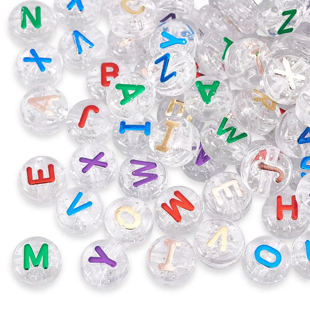 1Box Plating Transparent Acrylic Beads with Glitter Powder Metal Enlaced Flat Round with Letter Mixed Color 10x6mm Hole:1.8mm
1Box Plating Transparent Acrylic Beads with Glitter Powder Metal Enlaced Flat Round with Letter Mixed Color 10x6mm Hole:1.8mm