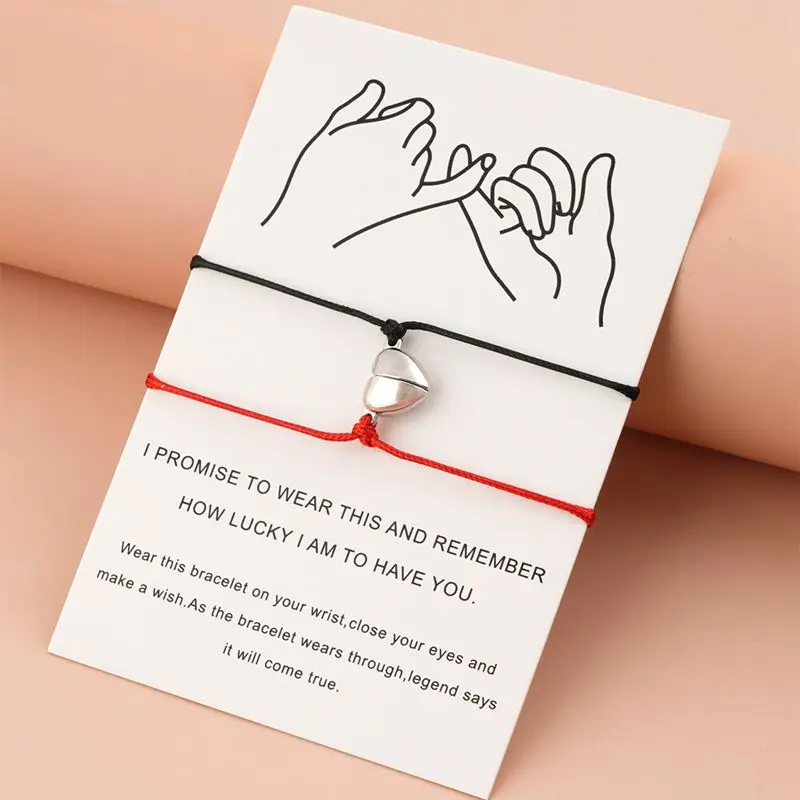 2pcs/set Magnetic Couple Bracelet Matching Love Heart Pendant Handmade String Braided Charm Bracelets Women Men Lover Jewelry 
2pcs/set Magnetic Couple Bracelet Matching Love Heart Pendant Handmade String Braided Charm Bracelets Women Men Lover Jewelry