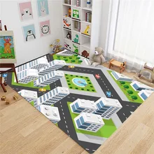 Cartoon City Building Urban Street Map Area Rugs for Living Room Bedroom Decoration Rug Children Play Room Mat Anti-slip Carpets