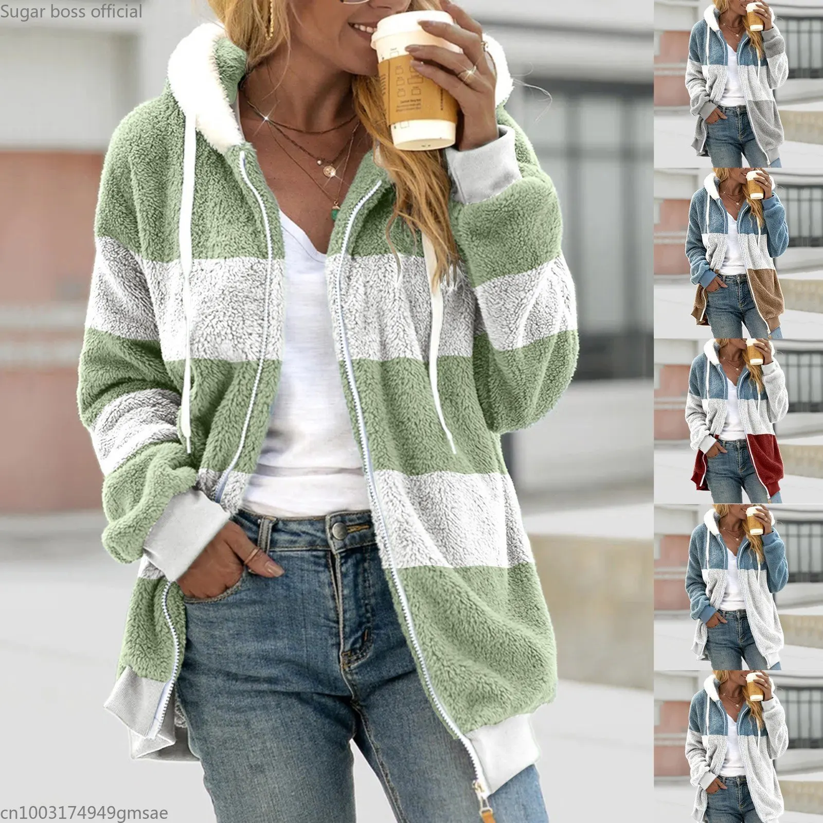 2022 Autumn Winter Loose Striped Color Faux Fur Loose Jackets Hooded Coats Plush Multi Color Splice Hooded Coat Women
2022 Autumn Winter Loose Striped Color Faux Fur Loose Jackets Hooded Coats Plush Multi Color Splice Hooded Coat Women