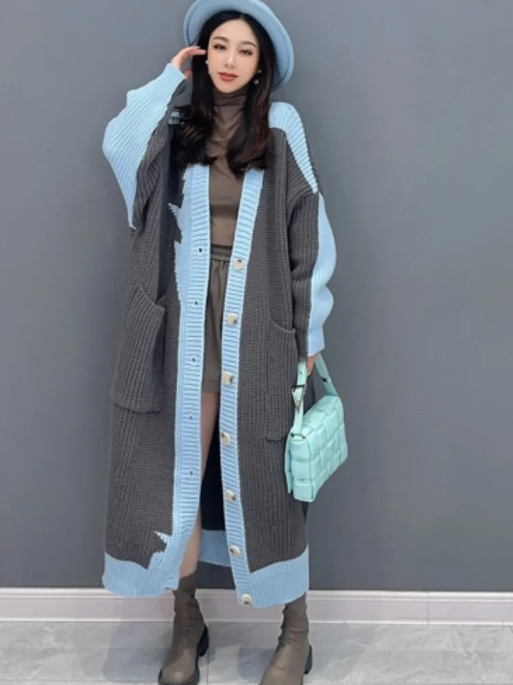 URIOR 2023 Autumn Winter New Casual Color Matching Knitted Loose Size Cardigan Coat Large Women Outwear
URIOR 2023 Autumn Winter New Casual Color Matching Knitted Loose Size Cardigan Coat Large Women Outwear