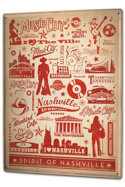 Tin Sign Travel Kitchen Spirit of Nashville Music City Coffee Bar Decoration Home Decor
Tin Sign Travel Kitchen Spirit of Nashville Music City Coffee Bar Decoration Home Decor