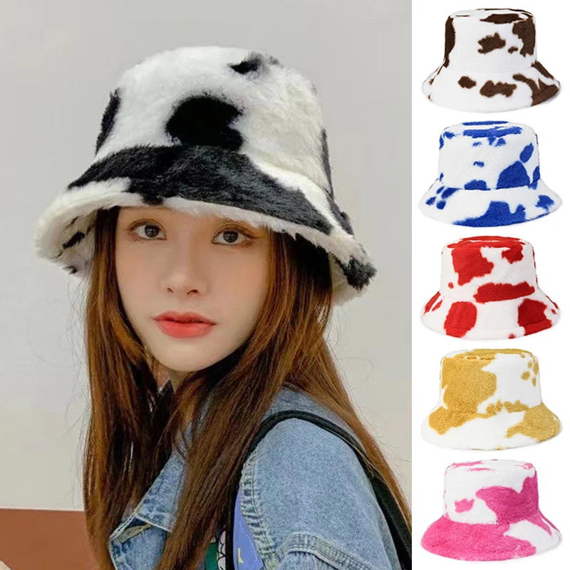 Autumn Winter Fluffy Cow Print Bucket Hats Faux Fur Cap Women Warm Fisherman Cap Soft Velvet Plush Ski Hat Girl Outdoor Caps
Autumn Winter Fluffy Cow Print Bucket Hats Faux Fur Cap Women Warm Fisherman Cap Soft Velvet Plush Ski Hat Girl Outdoor Caps