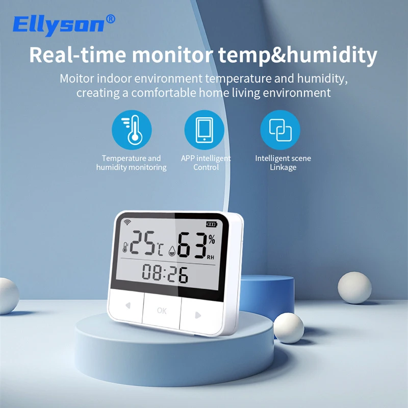 Tuya WIFI Temperature & Humidity Sensor Support Alexa Google Assistant Smart Indoor Hygrometer Thermometer With LCD Display
Tuya WIFI Temperature & Humidity Sensor Support Alexa Google Assistant Smart Indoor Hygrometer Thermometer With LCD Display