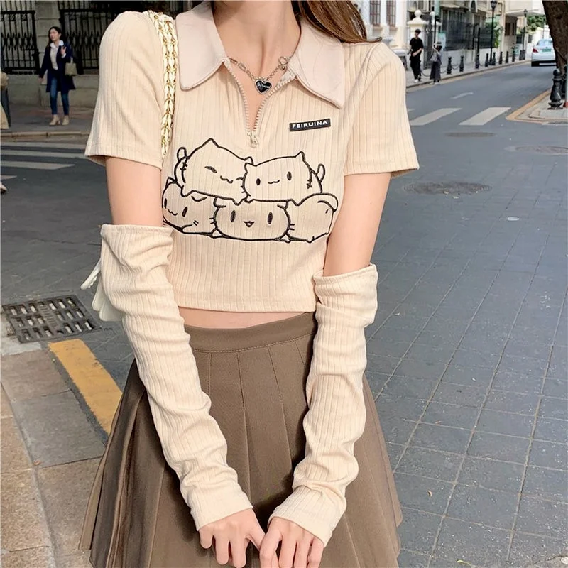Cropped T Shirts Women Polo Vintage Streetwear Sweet Design Tees Korean Fashion Tops 2022 Summer Japanese
Cropped T Shirts Women Polo Vintage Streetwear Sweet Design Tees Korean Fashion Tops 2022 Summer Japanese