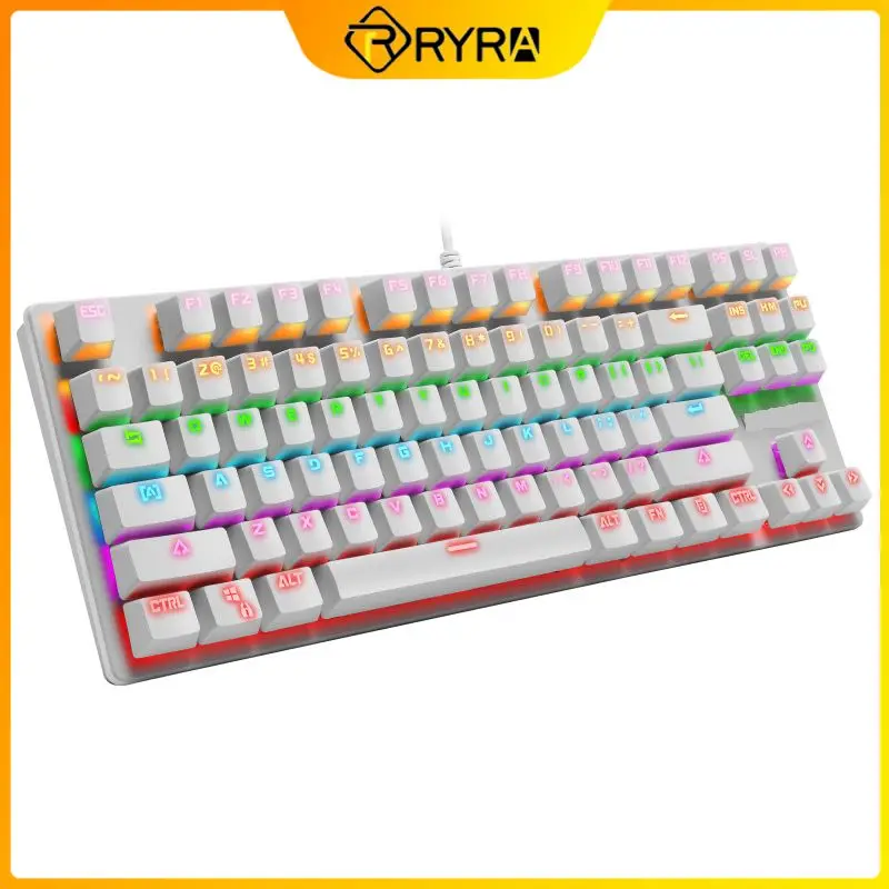 

RYRA Gaming Mechanical Keyboard Wired 87-Key RGB Gamer Backlit Keyboards USB For Gamer PC Laptop Ergonomic Gaming Keyboard