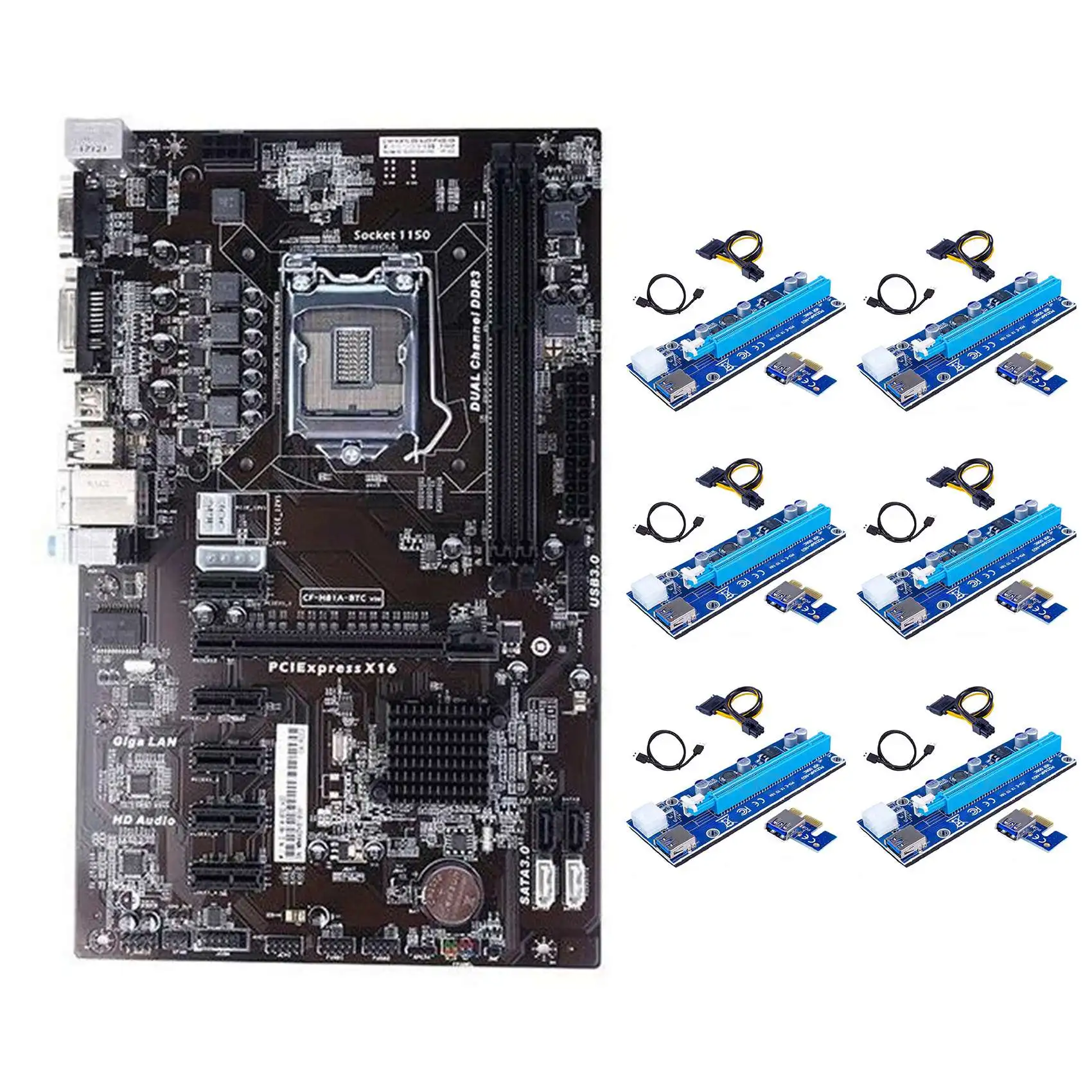 H81A BTC Mining Motherboard+6XVER006C Riser Card LGA1150 DDR3 RAM Slot 6 PCIE Graphics Card Slot H81 Pro ETH Motherboard
H81A BTC Mining Motherboard+6XVER006C Riser Card LGA1150 DDR3 RAM Slot 6 PCIE Graphics Card Slot H81 Pro ETH Motherboard