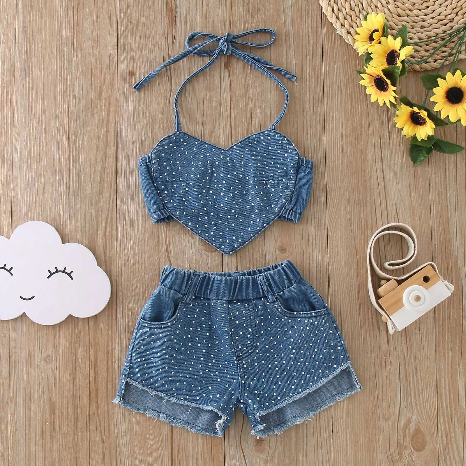 0-3Y Toddler Baby Girls Clothes Sets Hanging Neck Heart Crop Tops Denim Shorts Fashion Infant Baby Clothes Summer 2Pcs Outfits
0-3Y Toddler Baby Girls Clothes Sets Hanging Neck Heart Crop Tops Denim Shorts Fashion Infant Baby Clothes Summer 2Pcs Outfits
