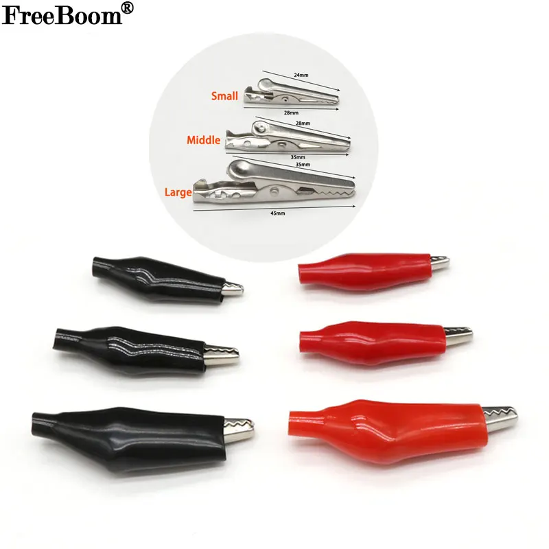 28 35 45mm Metal Alligator Clip G98 Crocodile Electrical Clamps Testing Probe Meter Black Red with Plastic Boot Car Auto Battery
28 35 45mm Metal Alligator Clip G98 Crocodile Electrical Clamps Testing Probe Meter Black Red with Plastic Boot Car Auto Battery