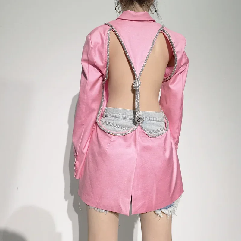 Sexy Backless Sequin Rope Knotting Turn-down Collar Slim Coat for Women Streetwear Elegant Birthday Night Club Blazer Jackets
Sexy Backless Sequin Rope Knotting Turn-down Collar Slim Coat for Women Streetwear Elegant Birthday Night Club Blazer Jackets