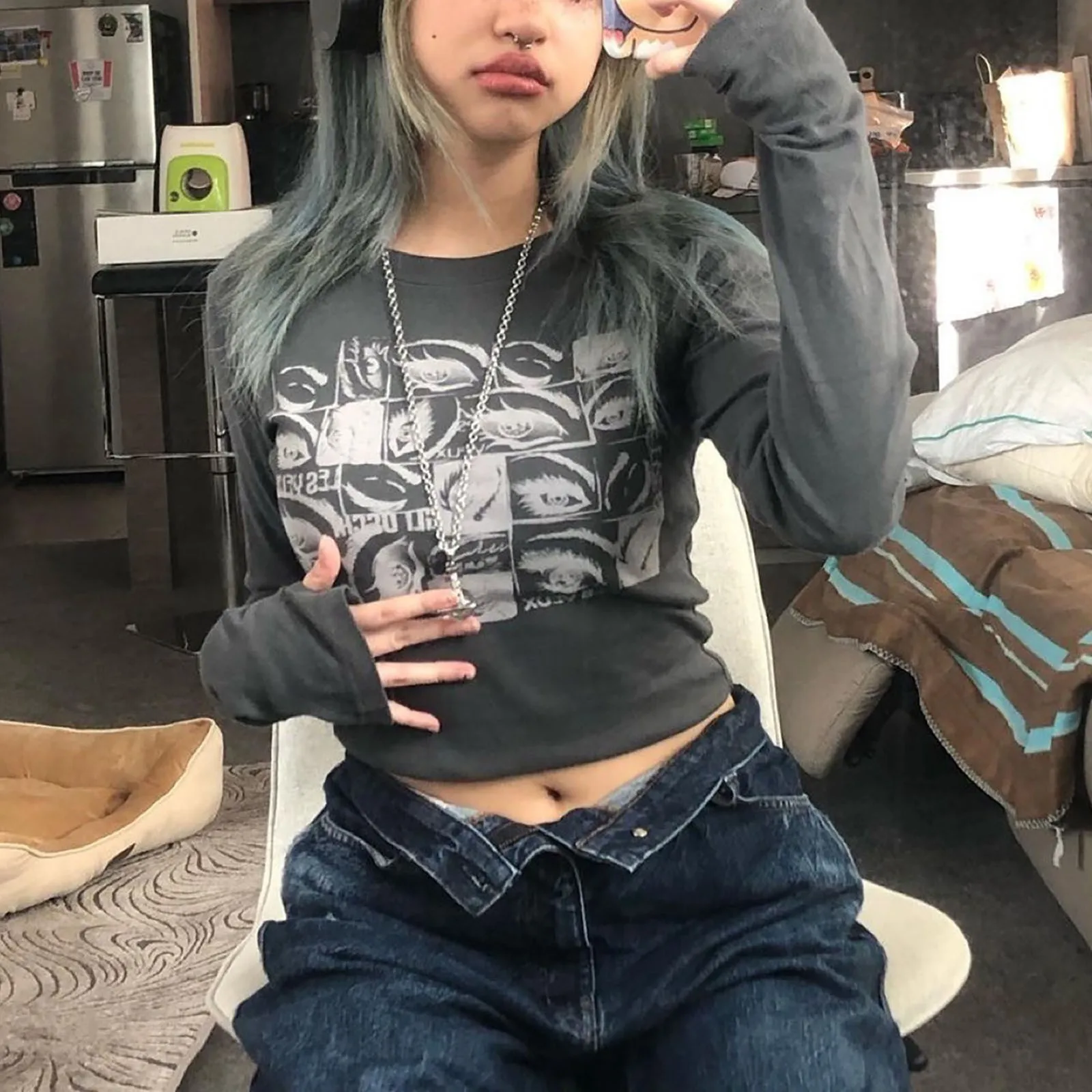 Women Retro Trend Print Cool Girl Long Sleeve Slim Short Long Sleeve Running Shirt Women Girls Shirts Long Sleeve Work T Shirts
Women Retro Trend Print Cool Girl Long Sleeve Slim Short Long Sleeve Running Shirt Women Girls Shirts Long Sleeve Work T Shirts
