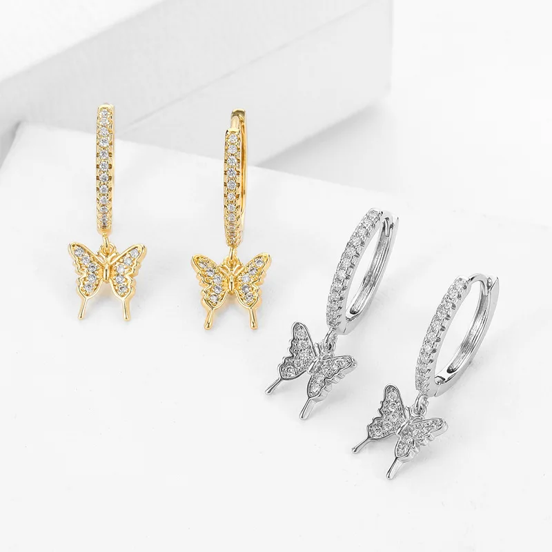 Silver Gold Color Full Crystal Zircon Butterfly Pendiente Piercing Ohrringe Drop Earring for Women Animal Fashionable Jewelry
Silver Gold Color Full Crystal Zircon Butterfly Pendiente Piercing Ohrringe Drop Earring for Women Animal Fashionable Jewelry