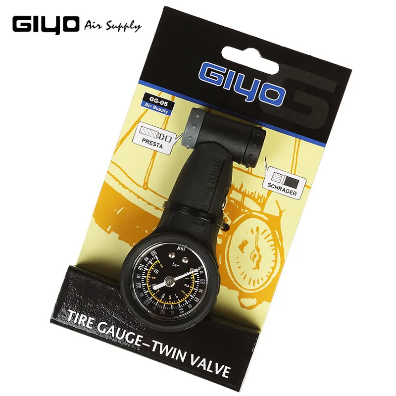 GIYO Bicycle Tire Pressure Gauge Presta/Schrader Valve 160 psi Mountain Bike Barometer GG-05 Cycling Equipment
GIYO Bicycle Tire Pressure Gauge Presta/Schrader Valve 160 psi Mountain Bike Barometer GG-05 Cycling Equipment