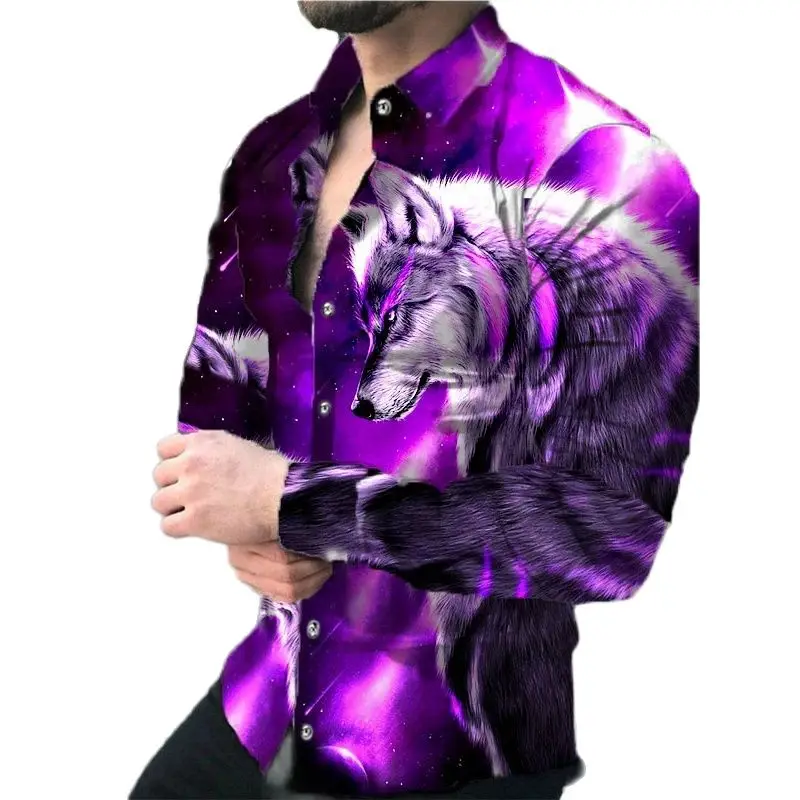 Spring Autumn Fashion Men Shirts Turn-down Collar Buttoned Shirt Casual Wolf Print Long Sleeve Tops Men's Clothing Prom Cardigan
Spring Autumn Fashion Men Shirts Turn-down Collar Buttoned Shirt Casual Wolf Print Long Sleeve Tops Men's Clothing Prom Cardigan