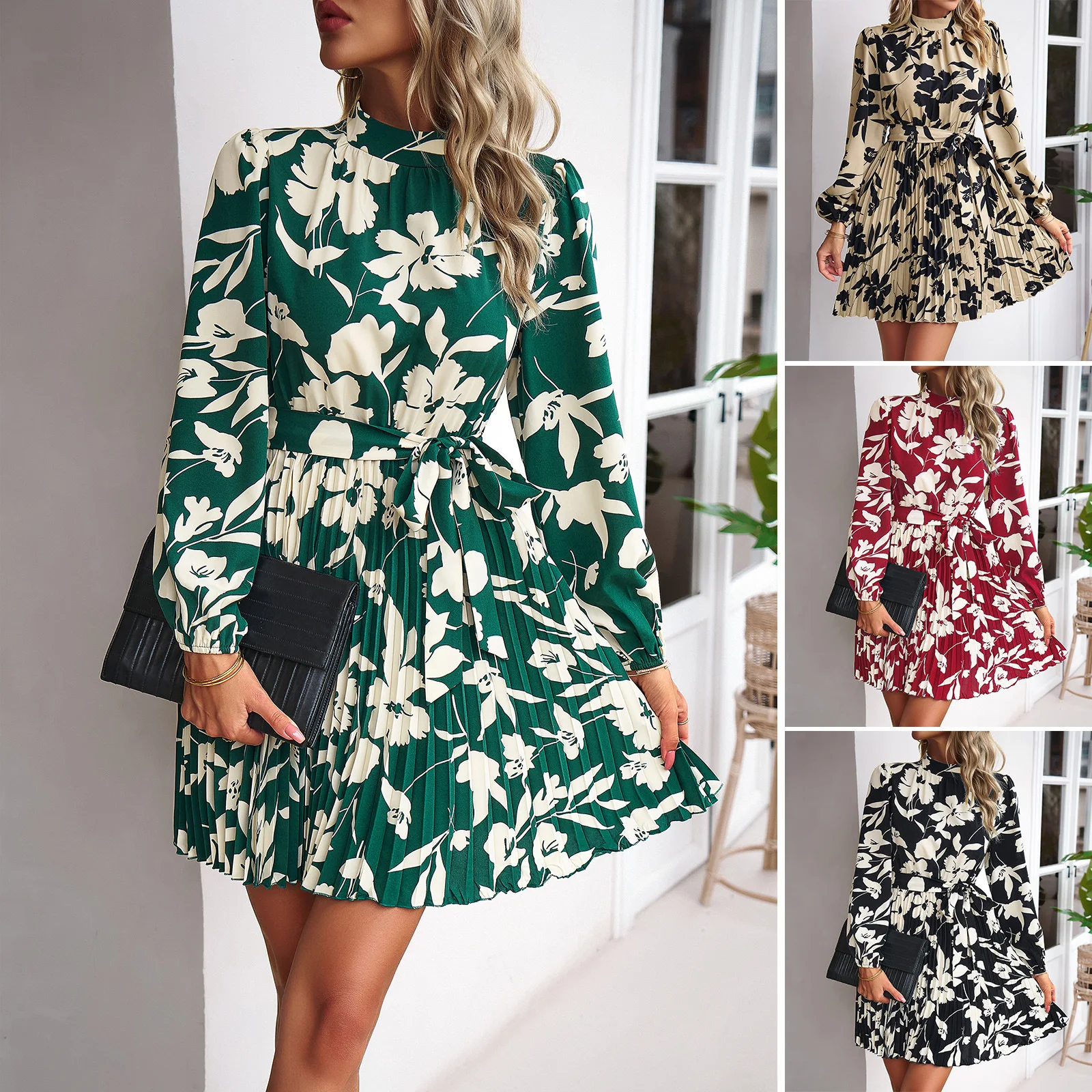 Printed Dress 2023 Autumn/Winter Vacation Leisure Long Sleeve Round Neck Pleated Short Dress
Printed Dress 2023 Autumn/Winter Vacation Leisure Long Sleeve Round Neck Pleated Short Dress