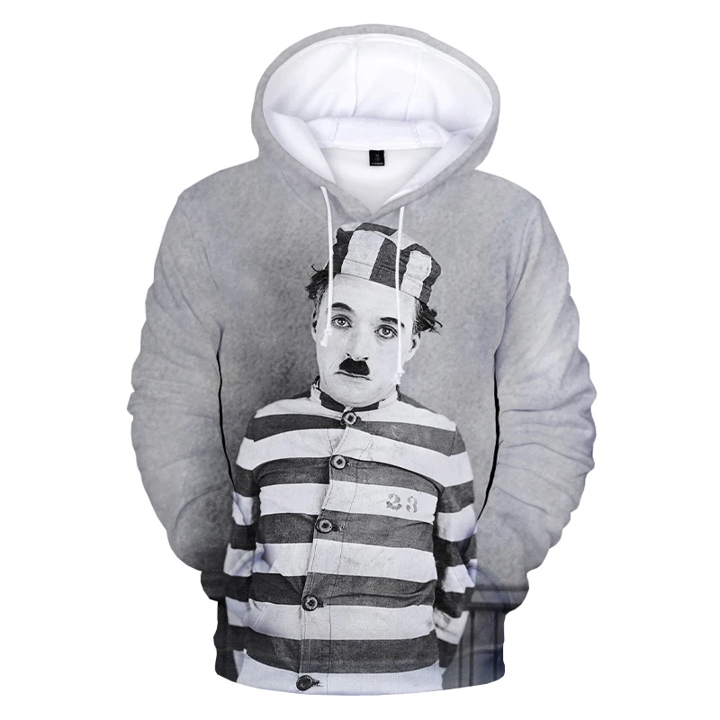 Толстовки Chaplin с 3D принтом, модные осенне-зимние популярные пуловеры с длинным рукавом, толстовки с капюшоном с 3D принтом Чарли Чаплина 
Толстовки Chaplin с 3D принтом, модные осенне-зимние популярные пуловеры с длинным рукавом, толстовки с капюшоном с 3D принтом Чарли Чаплина