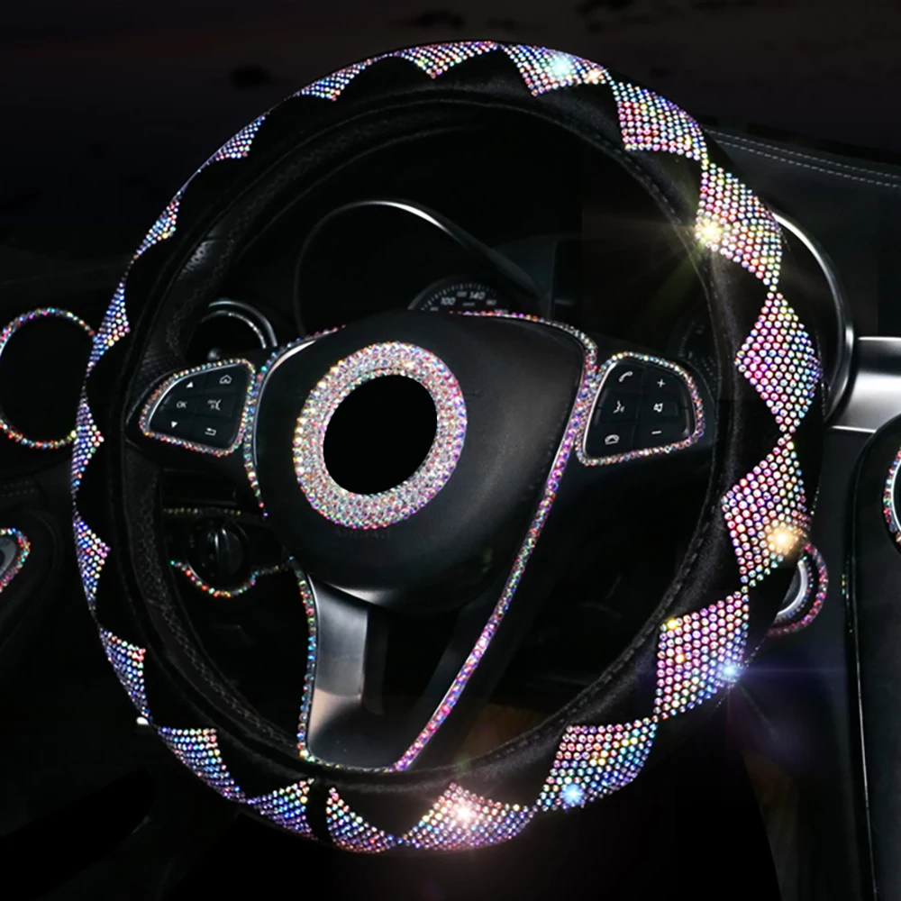 Rhinestones Steering Wheel Cover Crystal Diamond Sparkling Car Breathable Anti-Slip Steering Wheel Protector Car Accessories
Rhinestones Steering Wheel Cover Crystal Diamond Sparkling Car Breathable Anti-Slip Steering Wheel Protector Car Accessories