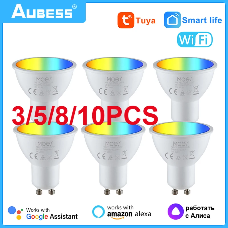 Aubess Tuya GU10 WiFi Smart Light LED Bulbs RGBCW 4.9W Dimmable Lamps Smart Life Remote Contro Work With Alexa Google Home Alice
Aubess Tuya GU10 WiFi Smart Light LED Bulbs RGBCW 4.9W Dimmable Lamps Smart Life Remote Contro Work With Alexa Google Home Alice