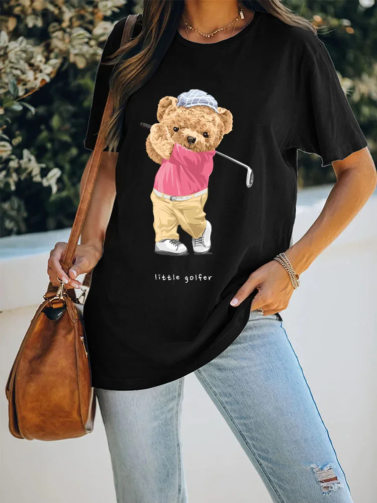 Funny Little Golfer Bear Print Women T-Shirt Cotton Style Trend 90s Summer Clothing Kawaii Graphic Tees Ladies Oversized Tops
Funny Little Golfer Bear Print Women T-Shirt Cotton Style Trend 90s Summer Clothing Kawaii Graphic Tees Ladies Oversized Tops