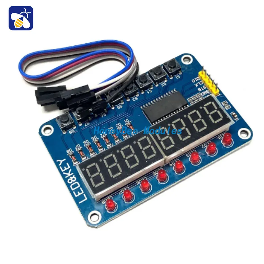 TM1638 keypad 8-bit LED digital tube display module 51 microcontroller development board R3 send dupont cable
TM1638 keypad 8-bit LED digital tube display module 51 microcontroller development board R3 send dupont cable