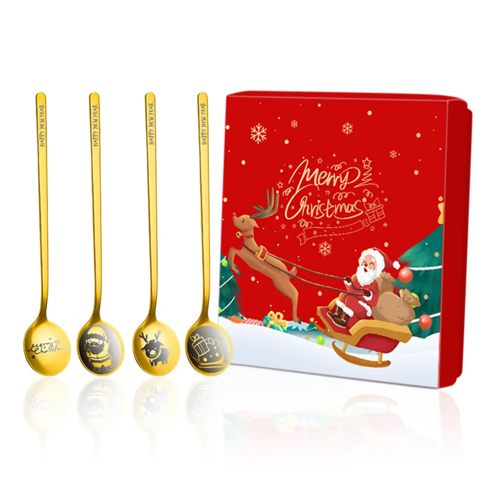 4pcs Metal Merry Christmas Spoons Coffee Spoon Tableware Ornaments Xmas Party Decorations Kitchen Supplies New Year 2023 Gifts
4pcs Metal Merry Christmas Spoons Coffee Spoon Tableware Ornaments Xmas Party Decorations Kitchen Supplies New Year 2023 Gifts