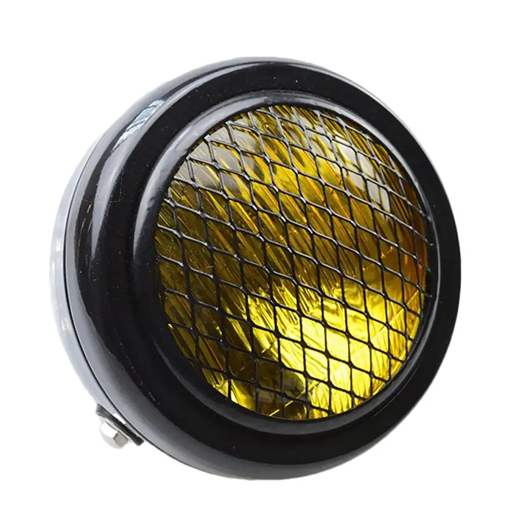 Black Metal Motorcycle Retro Amber Headlight Head Lamp with Grill Cover
Black Metal Motorcycle Retro Amber Headlight Head Lamp with Grill Cover