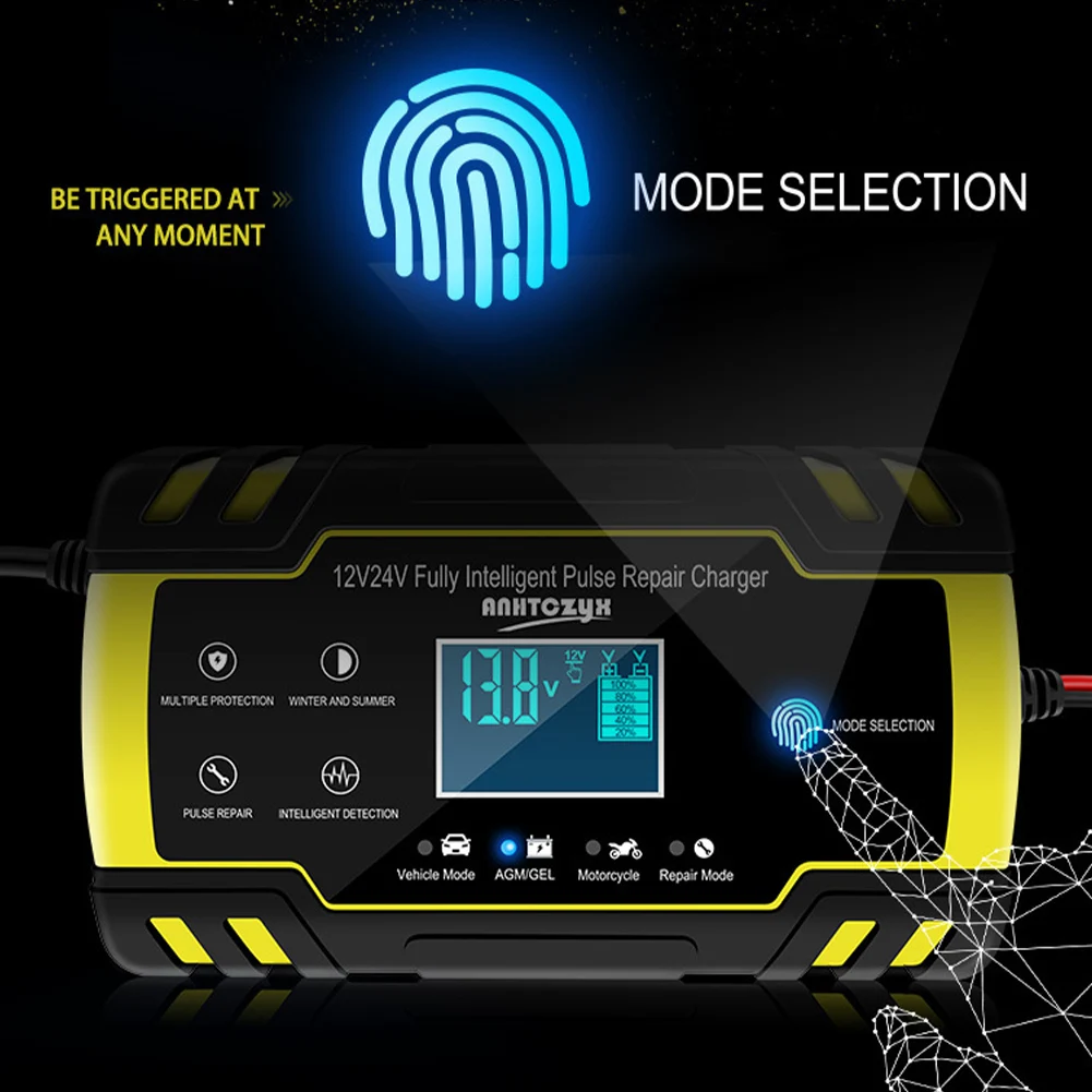Зарядное устройство 12 В/24 В, полностью автоматическая зарядка аккумулятора, цифровой ЖК-дисплей, свинцово-кислотная аккумуляторная батарея для автомобиля и мотоцикла 6ah 150 Ач
Зарядное устройство 12 В/24 В, полностью автоматическая зарядка аккумулятора, цифровой ЖК-дисплей, свинцово-кислотная аккумуляторная батарея для автомобиля и мотоцикла 6ah 150 Ач