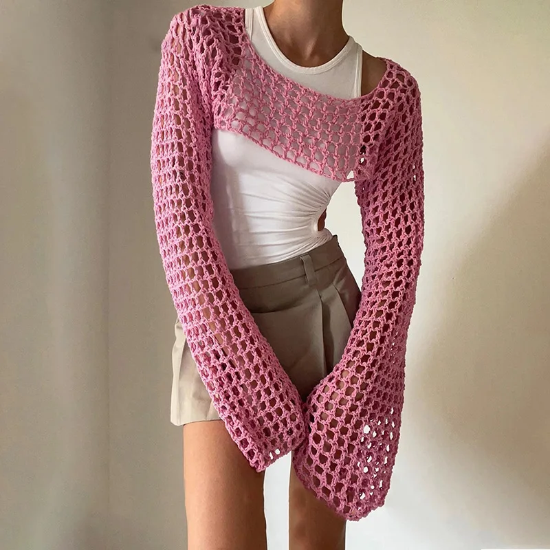 Knit Off-Shoulder Smock Beach Vacation Tops Women Hollow Out Sexy Long Sleeve Short Top 2023 Summer Fashion New
Knit Off-Shoulder Smock Beach Vacation Tops Women Hollow Out Sexy Long Sleeve Short Top 2023 Summer Fashion New
