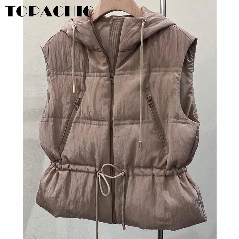 10.12 TOPACHIC Women's Fashion Keep Warm Hooded Drawstring Zipper Pocket Sleeveless Down Vest
10.12 TOPACHIC Women's Fashion Keep Warm Hooded Drawstring Zipper Pocket Sleeveless Down Vest