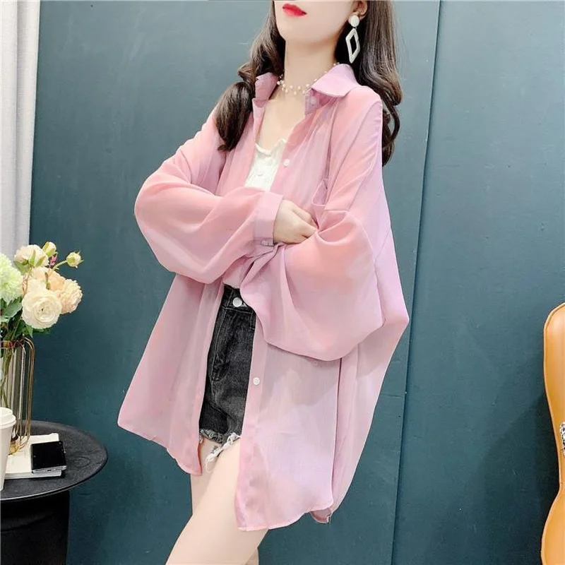 Blouse Long Sleeve Women Shirt Beach Shirts Korean Fashion Solid Sun Protection Summer Clothes Cover-Ups Streetwear Tops E192
Blouse Long Sleeve Women Shirt Beach Shirts Korean Fashion Solid Sun Protection Summer Clothes Cover-Ups Streetwear Tops E192