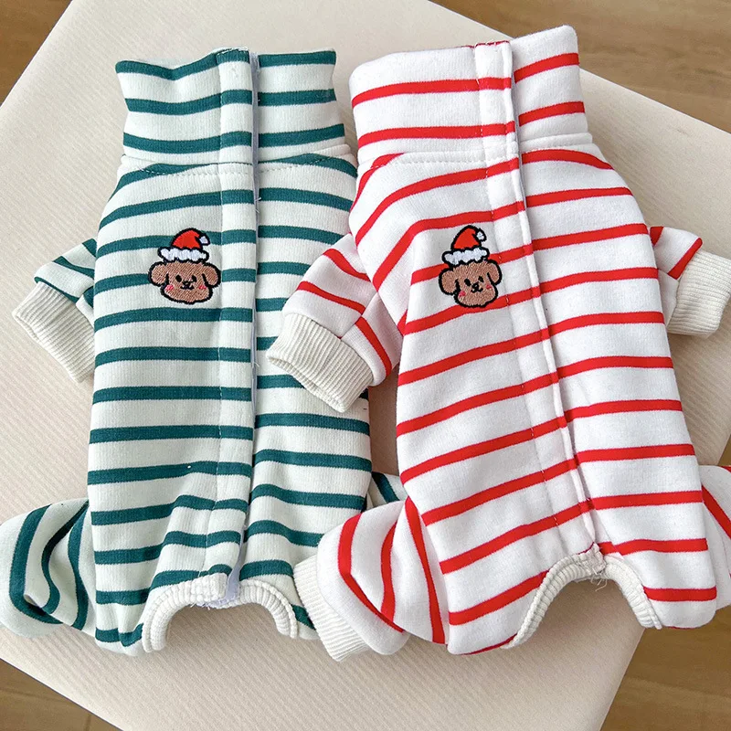 Striped Bodysuit Autumn and Winter Teddy Pomeranian Four-legged Clothes Fashion Dog Clothing Pet Belly Clothing
Striped Bodysuit Autumn and Winter Teddy Pomeranian Four-legged Clothes Fashion Dog Clothing Pet Belly Clothing