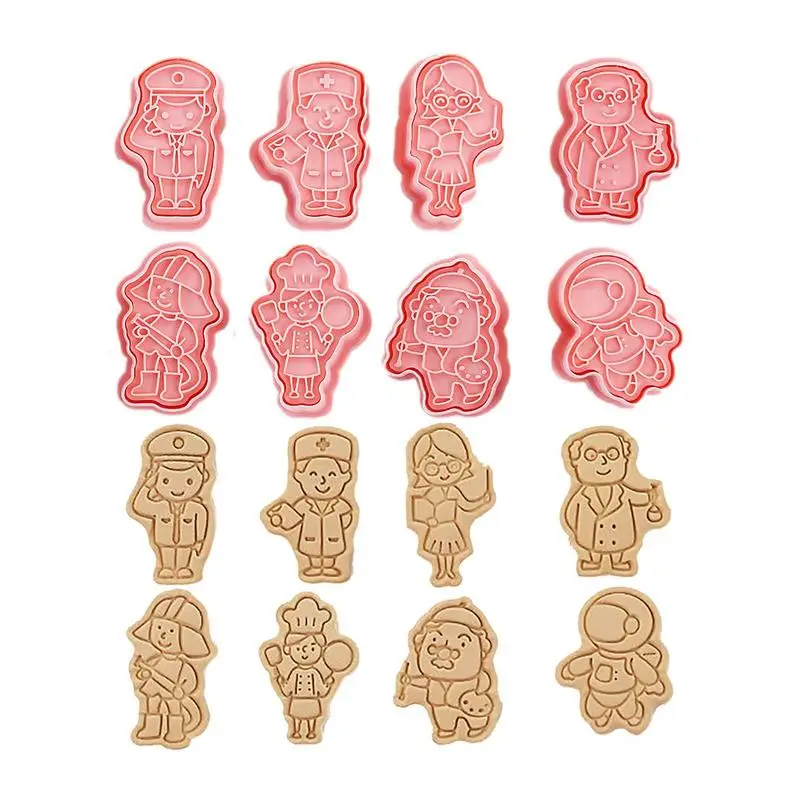 

Stamped Embossed Cookie Cutter 8 Styles Cartoon Biscuit Stamps Pastry Decorating Mold For Bakeware Tool Cute Cookie Baking