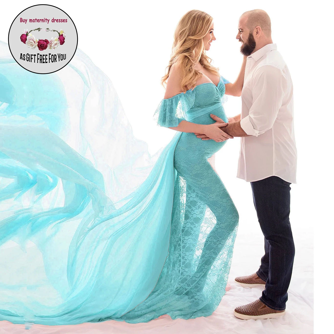 Woman Off-Shoulder Pregnant Dress for Photography Lace Fluttering Tail Fluttering Sleeves Long Skirt Dress
Woman Off-Shoulder Pregnant Dress for Photography Lace Fluttering Tail Fluttering Sleeves Long Skirt Dress