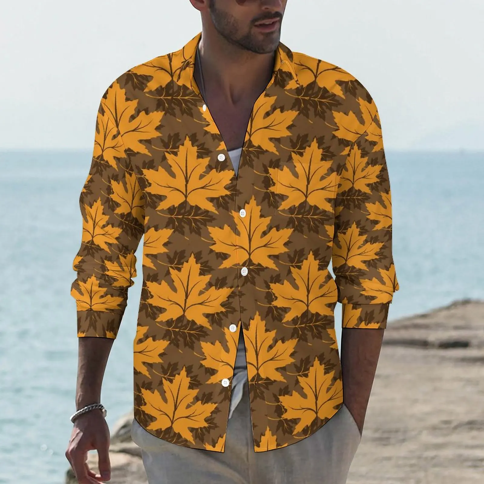 Maple Leaf Print Shirt Orange and Brown Casual Shirts Long Sleeve Graphic Y2K Blouses Autumn Trending Oversized Clothing
Maple Leaf Print Shirt Orange and Brown Casual Shirts Long Sleeve Graphic Y2K Blouses Autumn Trending Oversized Clothing