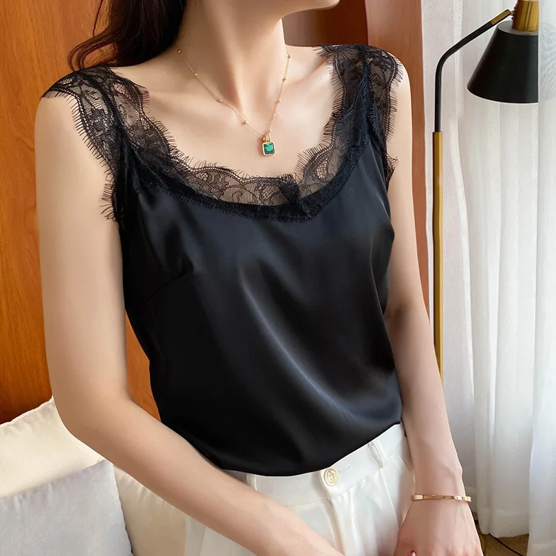 Silk Silk 2022 Summer Women's Clothing New Slim Round Neck Lace Short Elegant Inner Match Top Camisole Tank Top Women Gothic
Silk Silk 2022 Summer Women's Clothing New Slim Round Neck Lace Short Elegant Inner Match Top Camisole Tank Top Women Gothic
